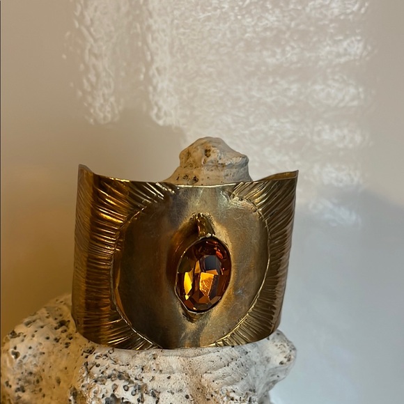 Jewelry - Add warmth and vibrancy with the Copper Cuff Bracelet with Amber crystal stone